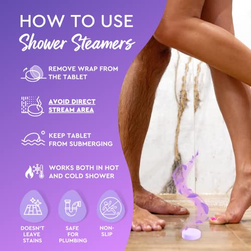 Cleverfy Shower Steamers Aromatherapy Variety Pack of 6 Shower Bombs with Essential Oils. Self