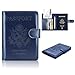 ACdream Passport Holder Cover, PU Leather Travel Wallet Case, RFID Blocking Document Organizer Protecrtor, with Slots for Credit Cards, Boarding Pass, for Women and Men - Dark Blue