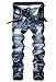 Aiyino Men's Stylish Camo Straight Fit Stitching Moto Biker Jeans,US 32,01 Blue