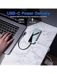 Baseus - Adaptador de USB C a HDMI, 3 puertos USB 3.0, lector de tarjetas SD TF, puerto de carga PD, compatible con MacBook Pro Air (2018), Galaxy S10 S9 y más dispositivos USB C