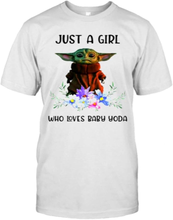 Awesome Tees Baby Yoda Just A Girl Who Loves Baby Yoda T-Shirt: Amazon