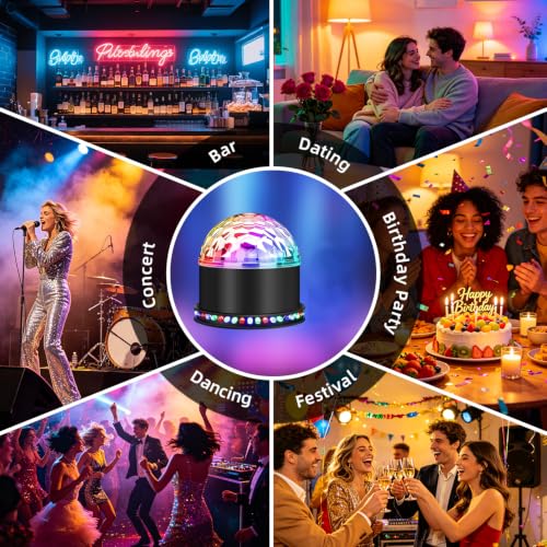 Disco Ball, Gomifie Mirror Ball 54 LEDs with Music Player and Dual Speakers, Party Light Sets with 3 Activated Modes and 3 Specal Modes for DJ, Christmas, Bar and Party