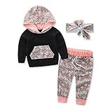 Infant Baby girls Boys printing Hoodie Tops +Long Pants + Headband cotton Outfits Set Clothes 0-3Y (tag：90/1-2Y)