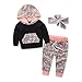 Samgami Baby Infant Boy Printing Hoodie Tops Pants Headband Cotton Outfits Set Girls Clothes (Tag：100/2-3Y)