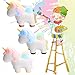 WATINC 22 Pcs DIY Animals Squishies, Including Unicorn Donut + Horse + Random 20 Pcs White Mini Creamy Slow Rising Kawaii Soft Food Squishy Keychains, Phone Straps, Bonus Random Emoji Stickers for Kid