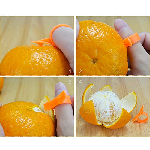 Updated Orange Citrus Peelers，Easy Fruit Slicer Cutter Remover Opener Kitchen Accessories Knife Cooking Tool Kitchen Gadget Plastic Pack of 12