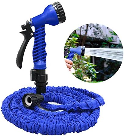 Expandable Flexible Garden Water Hose With 7 Function Spray Nozzle for Light Duty Gardening, Washing cars, Kids Summer Play (50 FT)