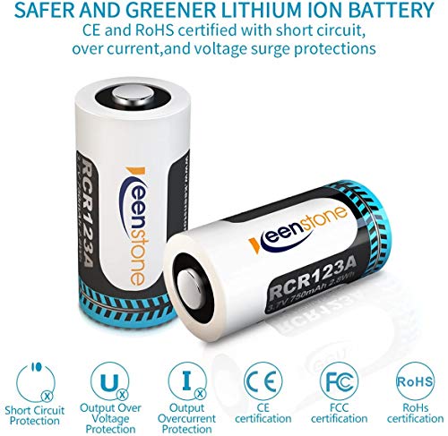CR123A Lithium Batteries, Keenstone 4Pack 3.7V Batteries with High Capacity PTC Protection for Flashlight/Arlo HD Camcorder/Microphone/Electric Shaver/Alarm Clock/Security