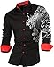 Sportrendy Men Slim Casual Long Sleeves Button Down Dress Shirt JZS041 Black XL