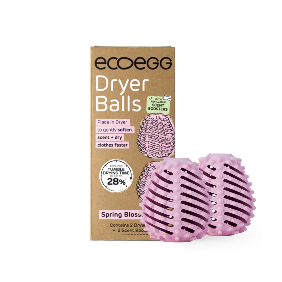 Ecoegg Dryer Balls | Spring Blossom | Reduces Drying Time | Tumble Dryer Balls Replacement | Freshens and Softens Clothes | Hypoallergenic | 2 Eggs | Scent Boosters
