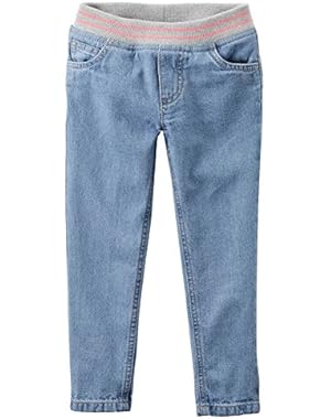 Carters Baby Girls Pull-On Ribbed Waistband Jeans Bonita Blue 24M