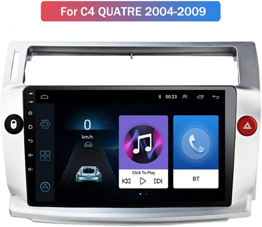 ZhiQin Android 8.1 Car Stereo GPS Navigation 9 inch LCD Touch-Screen for Citroen C4 2004-2009, Support Multimedia Player/Car Radio/Bluetooth Hands-Free Calling