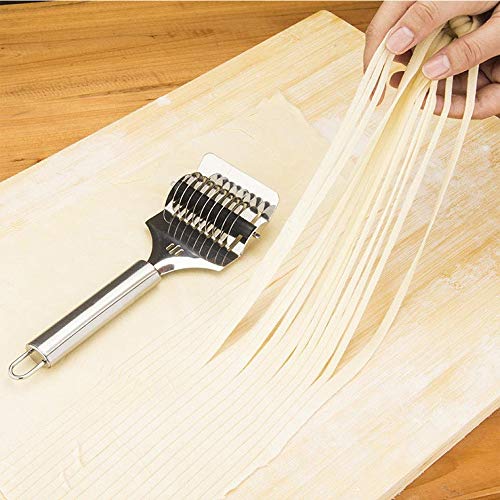 Noodle Lattice Roller, OFFTESTY Stainless Steel Dough Cutter High Grade Noodles Cut Knife Kitchen Cooking Tool