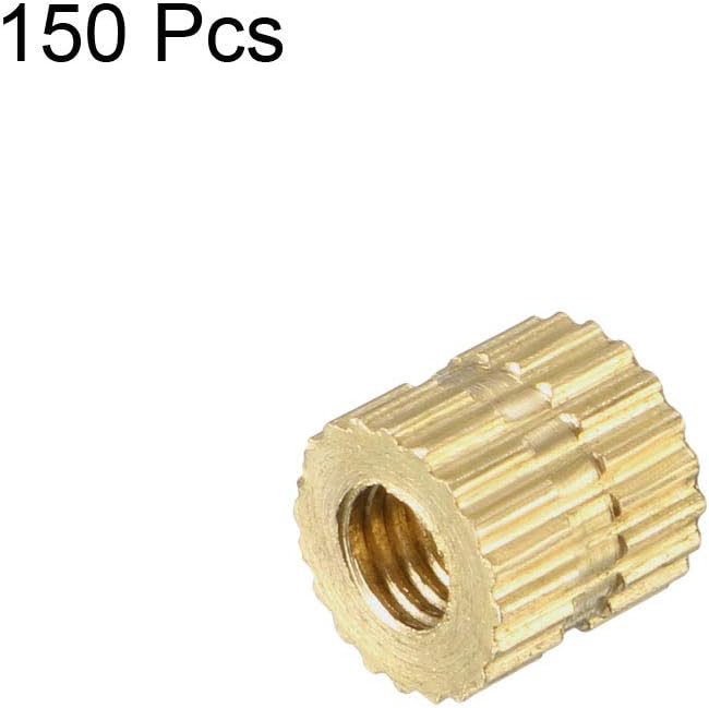 sourcing map Knurled Insert Nuts - 150Pcs M3 x 5mm Length x 5.4mm OD Female Thread Brass Threaded Insert Embedment Nut for 3D Printer - Image 4