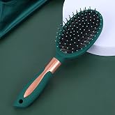 RN BEAUTY Detangling Brush Anti-Static Massage Hair Brush Paddle Hairbrush | Cushion Base Nylon Bristle Pins Blow Drying Detangler for Women and Men Wet Dry All Hair Types Styling Blackish Green (Oval)