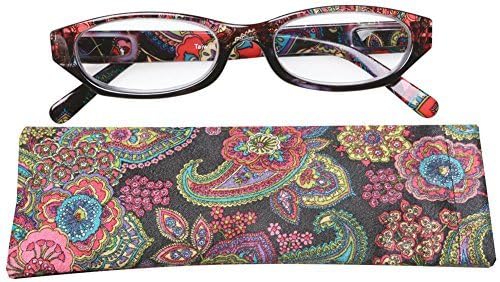 Women's Paisley High Powered Reading Glasses - Black - +6.0 Magnification by Palm Beach Accessories