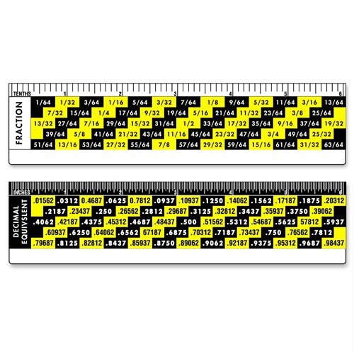 set of 6 3D Lenticular Conversion Ruler 6" RUFD-006 Fractional / Decimal ruler