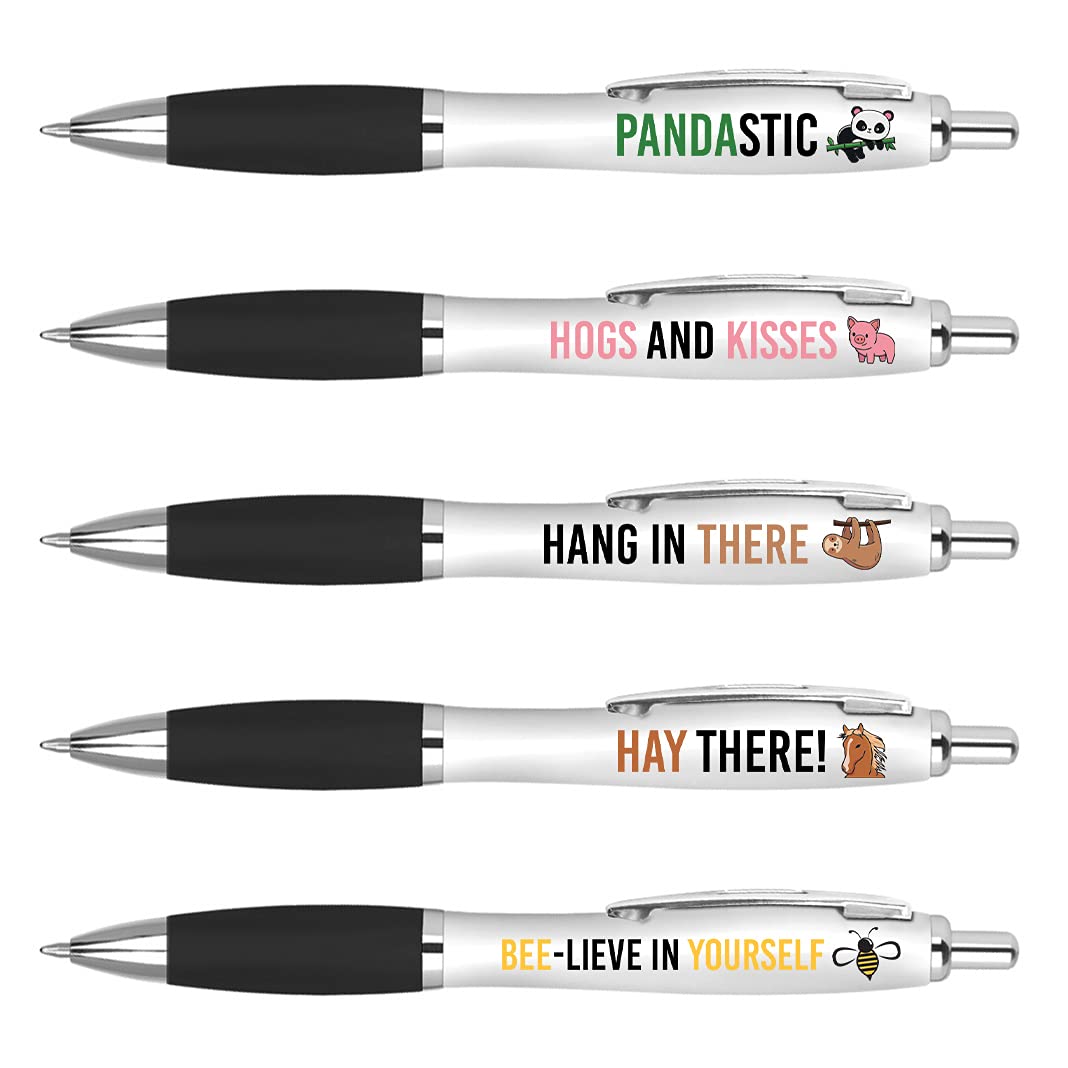DV DESIGN 5 x Animal Puns Pens - Joke Funny Panda Pig Sloth Horse Bee Quotes Gift #75729