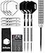 Pegasus Tungsten Steel Darts Set - 28 Gram - Black Red Dragon Shafts, Black Extra Thick Flights, Case & Red Dragon Checkout Card