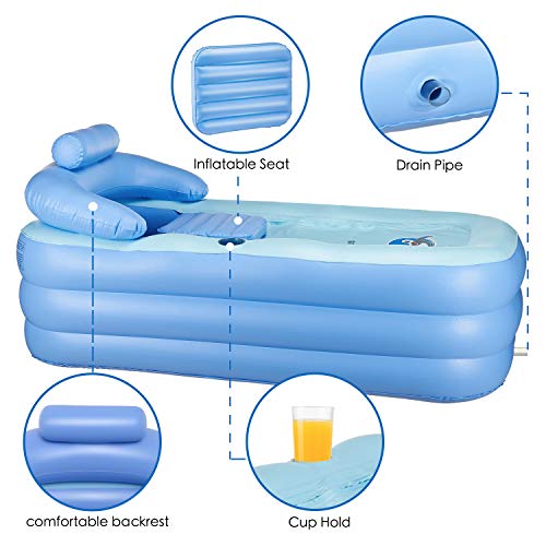 WBHome Inflatable Bath Tub PVC Portable Bathtub for Adult Bathroom SPA with Electric Air Pump