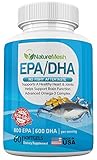 Advanced No aftertaste EPA/DHA Omega 3 Complex - 800 EPA 600 DHA per serving - 100% Natural, Pure Non-GMO Formula - Supports Cardiovascular, Brain, Joint & Immune System Health, Made in the USA