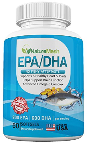 Advanced No aftertaste EPA/DHA Omega 3 Complex - 800 EPA 600 DHA per serving - 100% Natural, Pure Non-GMO Formula - Supports Cardiovascular, Brain, Joint & Immune System Health, Made in the USA Advanced No aftertaste EPA/DHA Omega 3 Complex - 800 EPA 600 DHA per serving - 100% Natural, Pure Non-GMO Formula - Supports Cardiovascular, Brain, Joint & Immune System Health, Made in the USA