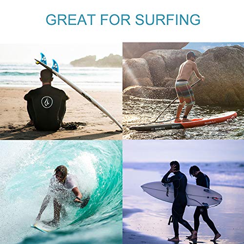 Tanice Surfboard Fins 3 Fins G5 Size FCS Base Surfboard Thrusters with 10'' Coiled Leash, 1 Fin Key and 6 Screws - Thumbnail 6