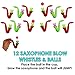 Saxophone Blow Pipe and Ball Toy - Pack of 8 Assorted Whistles Floating Blow Ball - Party Favors for Children 5 Years and Up | Birthday Party | BBQ | Beach | Pool