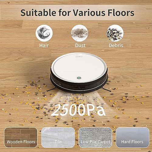 Robot Aspirateur OKP K5 Ultra - Navigation Laser ToF, Aspiration 6000Pa, Autonomie 170 Min, 3 En 1 (balayage, Aspiration, Lavage) - Compatible WiFi/Alexa - 12