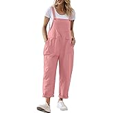 YESNO Women Long Casual Loose Bib Pants Overalls Baggy Rompers Jumpsuits with Pockets PV9