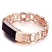 For Fitbit Alta HR and Alta Bands, bayite Replacement Metal Bands Rose Gold with Rhinestone Bling Style E