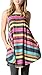Risesun Women's Sleeveless Striped Lightweight Tunic Top Pocket Stretch Swing Tank Dress(Fuchsia,M)