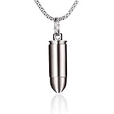 FOSIR Titanium Necklace for Men, Titanium Bullet Pendant Necklace for Men and Women Stainless Steel Rolo Chain