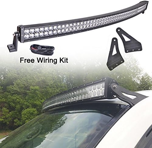 Ohmu 2007-2013 GMC Sierra Chevrolet Silverado 1500 2500HD 3500HD Pick Up Upper Windshield Mounting Brackets Kits for 52 Inch 300W Flood Spot Beam Curved Cree Led Work Light Bar Chevy