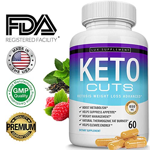 Keto Cuts Pills Ketosis Weight Loss Advanced - Best Ultra Fat Burner Using Ketone and Ketogenic Diet, Boost Metabolism and Energy While Burning Fat, Men Women, 60 Capsules Lux Supplement