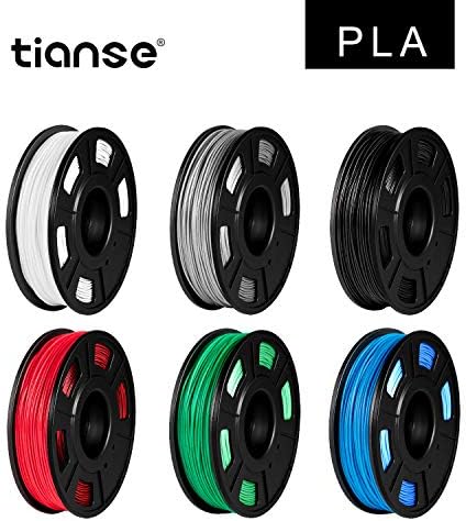 TIANSE PLA 3D Printer Filament 1.75mm, Dimensional Accuracy +/- 0.03 mm, 6 Colors, 1800g