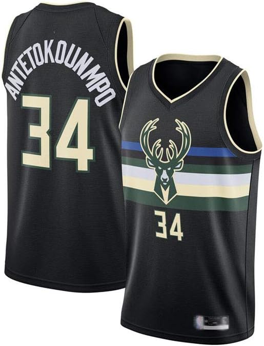 WAIY Basketball Jersey Milwaukee Bucks #34 Giannis Antetokounmpo Men's Youth Jersey, Sleeveless T-Shirt Mesh Basketball Jersey Repeatable Cleaning
