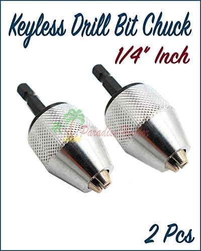 Paradise Harbor 2 Pcs 1/4" Inch Keyless Drill Bit Chuck Quick Change Adapter Converter Hex Shank