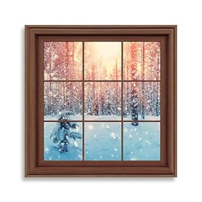 Framed Canvas Home Artwork Decoration View from The Window Canvas Wall Art for Living Room, Bedroom - 16x16 inches