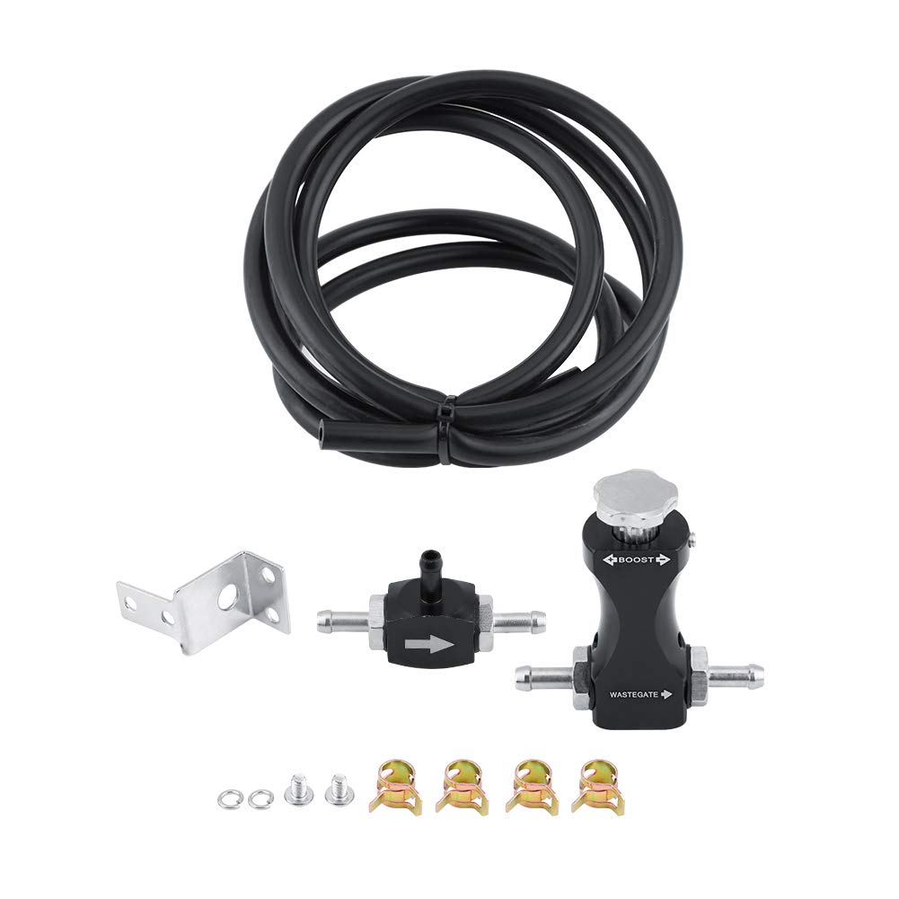 Qiilu Adjustable Manual Turbo Boost Controller Kit Bilateral Valve with Mounting Bracket