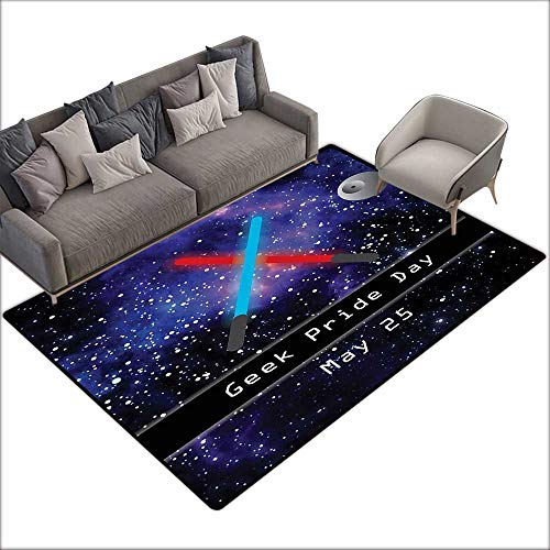 Non-Slip Carpet Galaxy Gift for Geek Pride Day May 25 Two Crossed Swords Stars Galaxy Wars Pattern W70 xL82 Suitable for Bedroom, Living Room, Games Room, Foyer or Dining Room