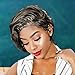 Iusun Wigs,5'' Women's Short Wavy Black Wig Side Parting Heat Resistant Synthetic Wigs Afro Curly Full Hair Wig Cosplay Costume Wigs Daily Party Anime Hair Wig High Temperature Fiber (Black)