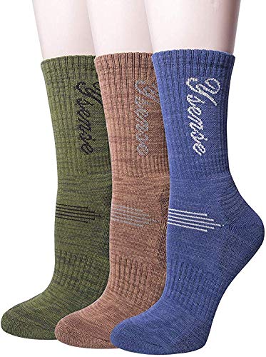 3-5 Pairs Womens Hiking Trekking Walking Socks, Athletic Camping Skiing Wicking Cushion Crew Socks