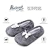 Pembrook Fuzzy Soft Coral Fleece Slippers – Gray - Medium (7-8) – Ballet Style with Non-Skid Sole – Faux Shearling Lining - Great Plush Slip On House Slippers for Adults, Women, Girls