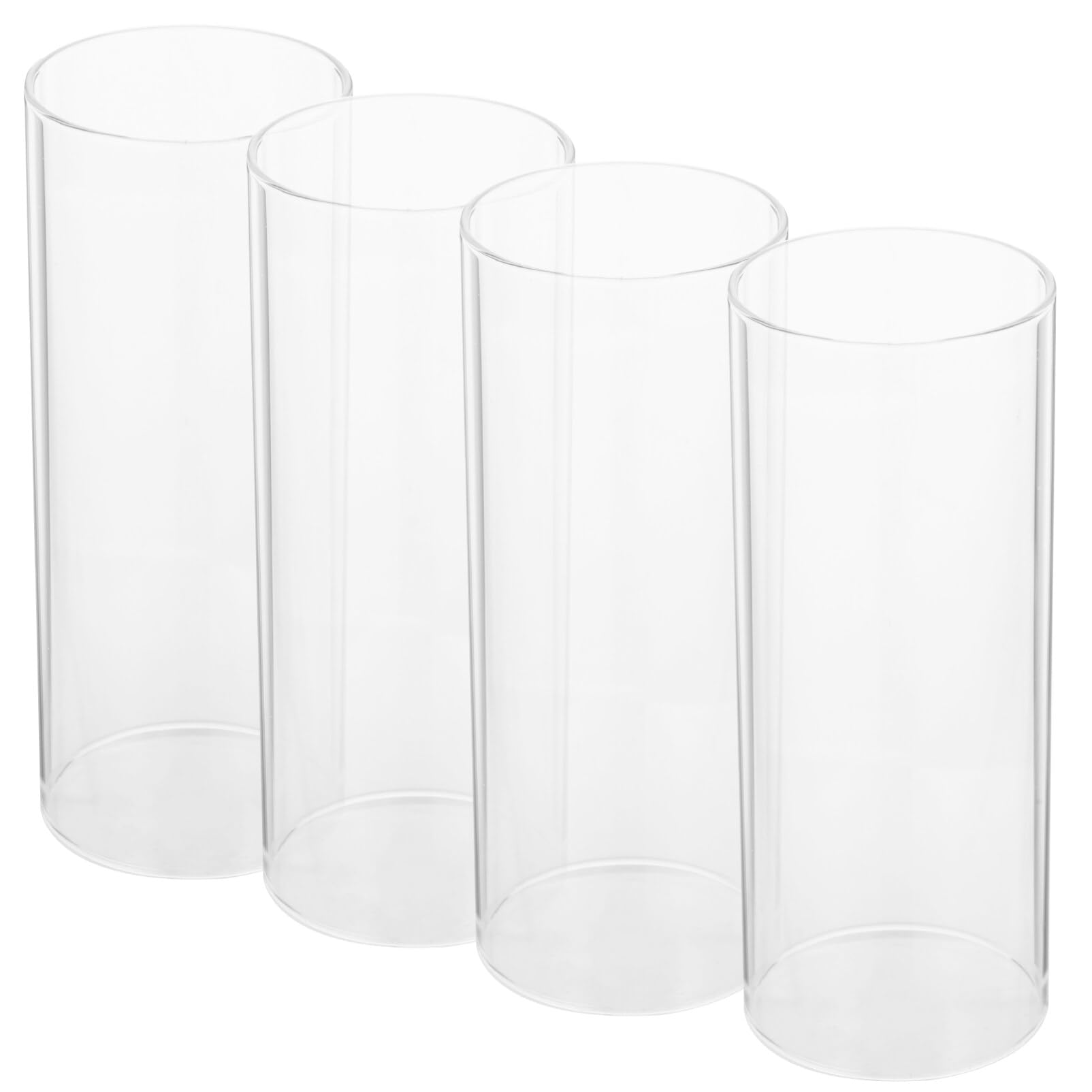 BESPORTBLE 4 PCS Open Ended Glass Hurricane, Candleholder Tube Shade, Open Flame Candle Chimney Tube Cover 15X6X6CM