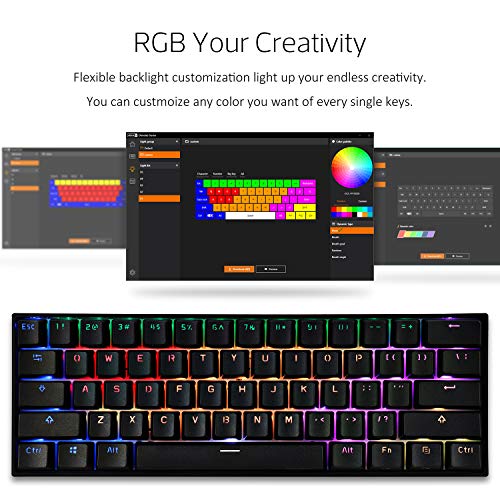 CORN Anne Pro 2 Mechanical Gaming Keyboard 60% True RGB Backlit - Wired/Wireless Bluetooth 5.0 PBT Type-c Up to 8 Hours Extended Battery Life, Full Keys Programmable (Cherry Mx Sliver, Black)
