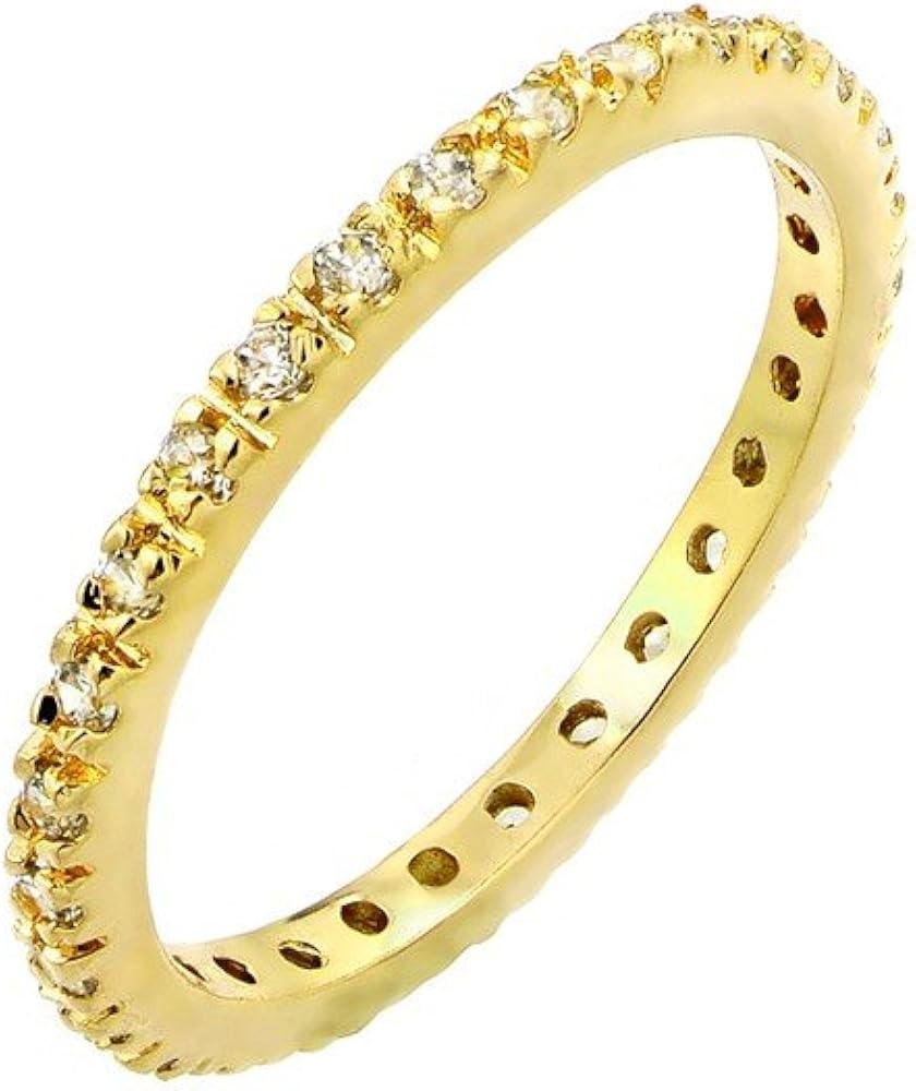 CloseoutWarehouse Clear Cubic Zirconia Inlay Eternity Ring