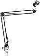 Tonor Radiodiffusion Durable Support de Suspension Bras en Forme de Ciseaux Pied Perche pour Studio Microphone Mic Micro-Noir