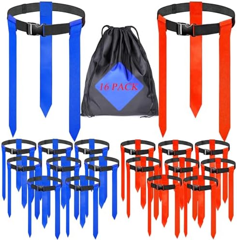 INTCHE Ensemble de Flag-Football, Ensemble de 14 Drapeaux et Ceintures de Flag-Football, ceinture pour Enfants ou Adultes Joueurs de Flag-Football