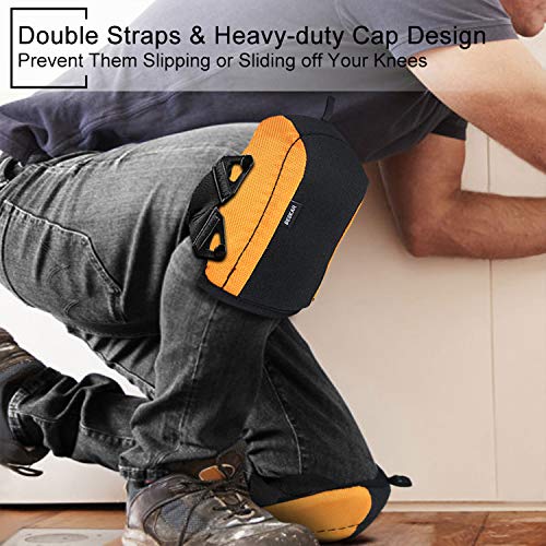 BESKAR Pro Flooring Knee Pads with Heavy Duty Foam Padding and Noslip Leather Stabilizers